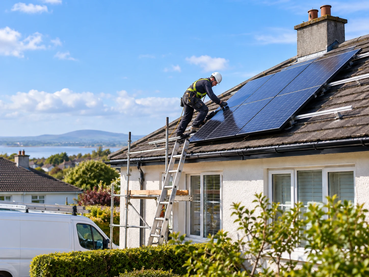 Solar panels being installed on a house in Ireland